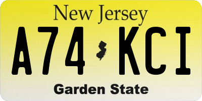 NJ license plate A74KCI