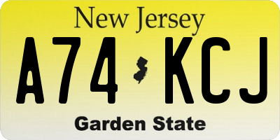 NJ license plate A74KCJ