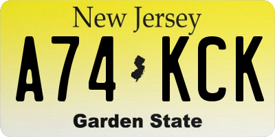 NJ license plate A74KCK