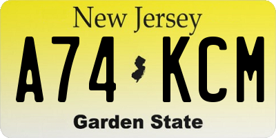 NJ license plate A74KCM