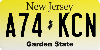 NJ license plate A74KCN