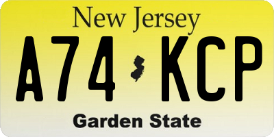 NJ license plate A74KCP