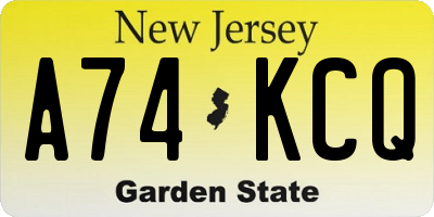 NJ license plate A74KCQ