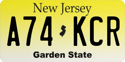 NJ license plate A74KCR