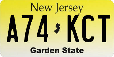 NJ license plate A74KCT