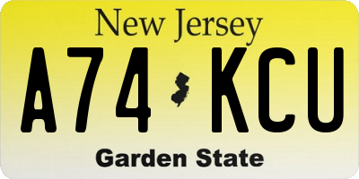 NJ license plate A74KCU