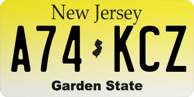 NJ license plate A74KCZ