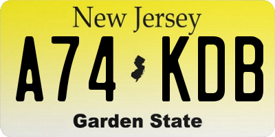 NJ license plate A74KDB