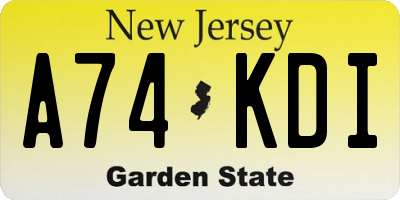 NJ license plate A74KDI