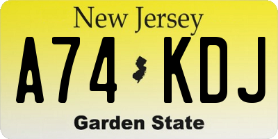 NJ license plate A74KDJ