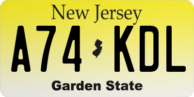 NJ license plate A74KDL