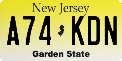 NJ license plate A74KDN