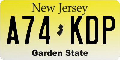 NJ license plate A74KDP