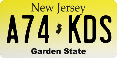 NJ license plate A74KDS