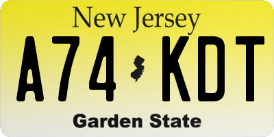 NJ license plate A74KDT