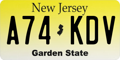 NJ license plate A74KDV
