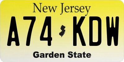 NJ license plate A74KDW