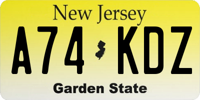 NJ license plate A74KDZ
