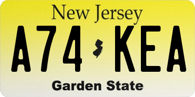 NJ license plate A74KEA