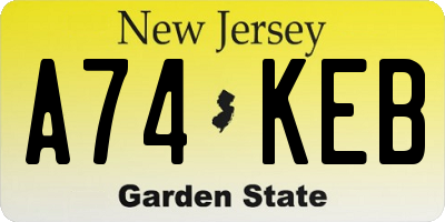 NJ license plate A74KEB