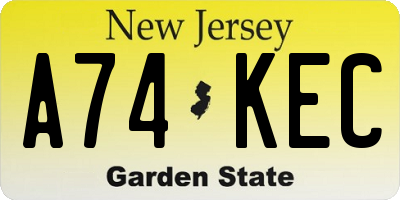 NJ license plate A74KEC