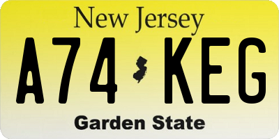 NJ license plate A74KEG