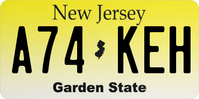 NJ license plate A74KEH