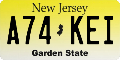 NJ license plate A74KEI