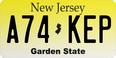 NJ license plate A74KEP