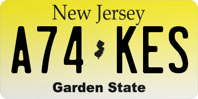 NJ license plate A74KES
