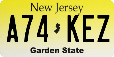 NJ license plate A74KEZ