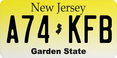 NJ license plate A74KFB