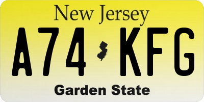 NJ license plate A74KFG