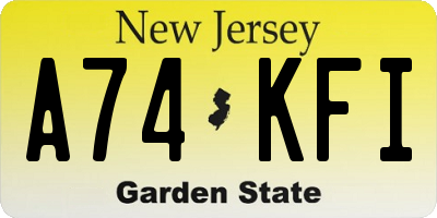 NJ license plate A74KFI