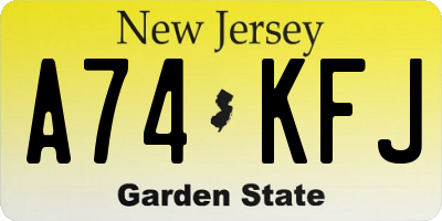 NJ license plate A74KFJ