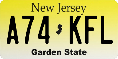NJ license plate A74KFL