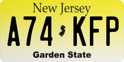 NJ license plate A74KFP