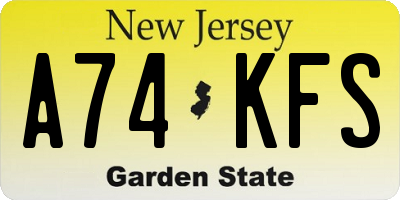 NJ license plate A74KFS