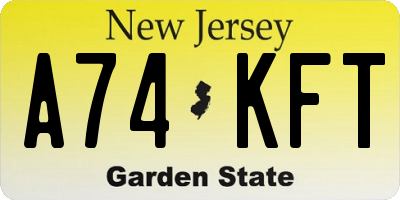 NJ license plate A74KFT