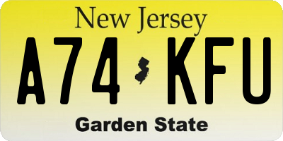 NJ license plate A74KFU