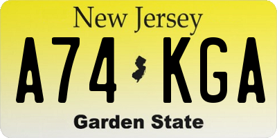 NJ license plate A74KGA