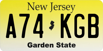 NJ license plate A74KGB