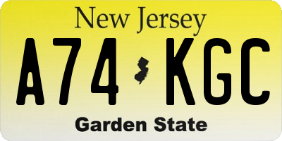 NJ license plate A74KGC