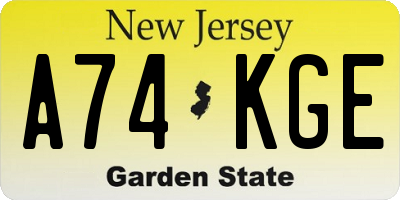 NJ license plate A74KGE