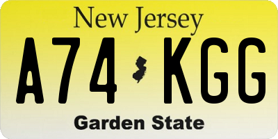 NJ license plate A74KGG