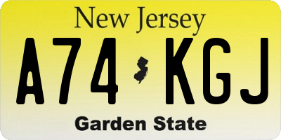 NJ license plate A74KGJ