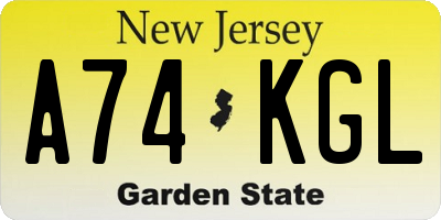 NJ license plate A74KGL