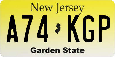 NJ license plate A74KGP