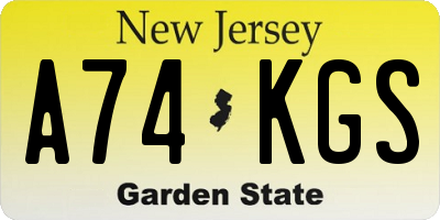 NJ license plate A74KGS