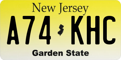 NJ license plate A74KHC